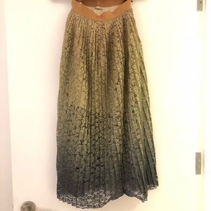 Zara blue green ombré lace long skirt